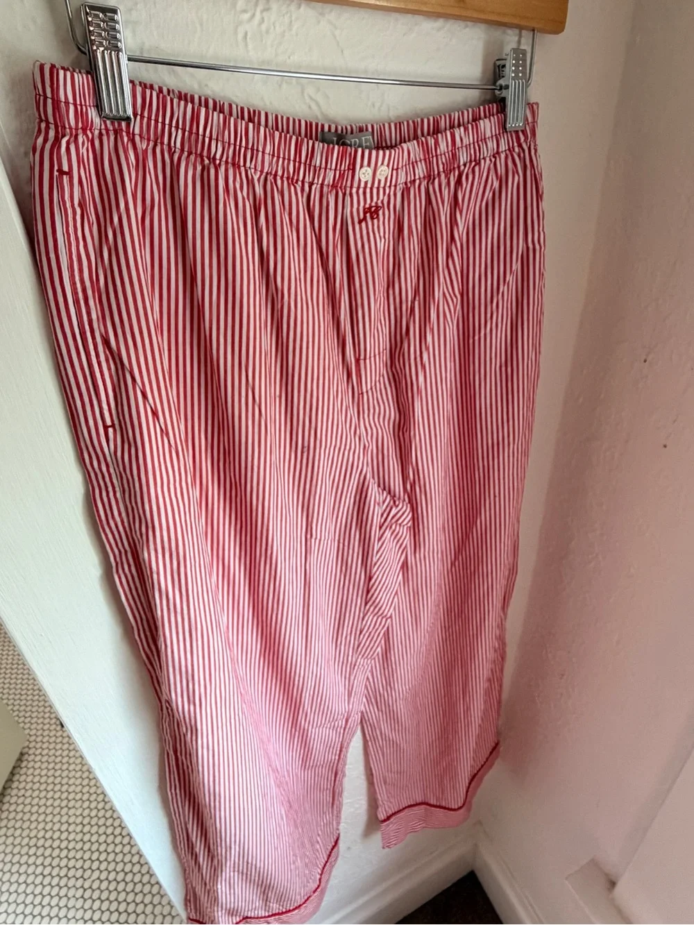 J. Crew Red and White Striped Pajama Set size Small NWT